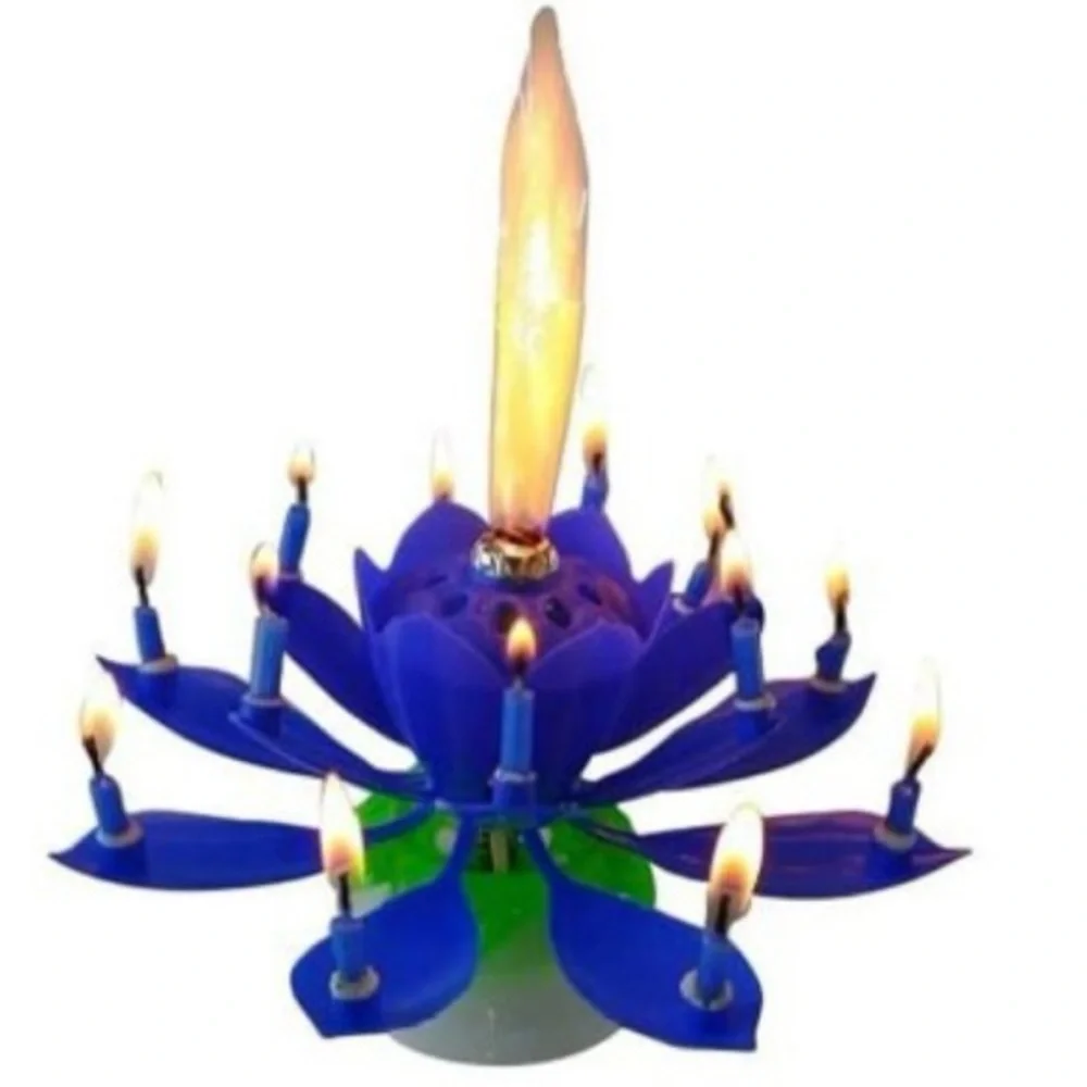 Musical Flower Birthday Candle blue new in box